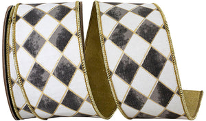 HARLEQUIN DIAMOND GILDED DELUXE OUTLINE WIRED EDGE RIBBON