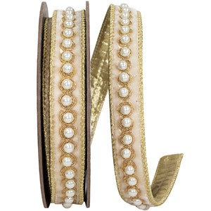Pearl Plush Velvet Deluxe Splendor Metallic Backed Wired Edge Ribbon