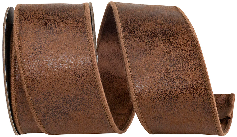 LEATHER DELUXE TWO SIDED WIRED EDGE RIBBON
