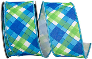 Plaid Seaway Deluxe Backed Wired Edge Ribbon