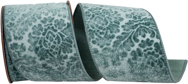 SLATE SHADOW VELVET PLUSH DELUXE BACKED WIRED EDGE RIBBON
