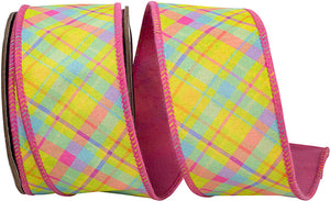 Springtime Plaid Deluxe Dupioni Backed Wired Edge Ribbon 2.5"