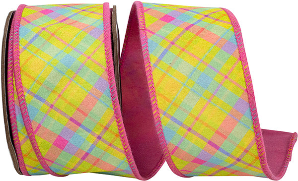 Springtime Plaid Deluxe Dupioni Backed Wired Edge Ribbon 2.5"