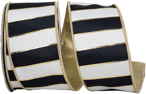 Striped Regal Bars Deluxe Metallic Backed Wired Edge Ribbon