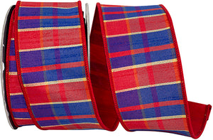 Plaid Style Dupioni Fused Dupioni Backed Wired Edge Ribbon