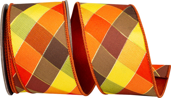 2.5" Tierra Sparkle Diagonal Check Fused Backed Wired Edge Ribbon