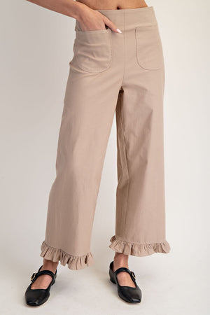 Straight Leg Ruffled Hem Pants