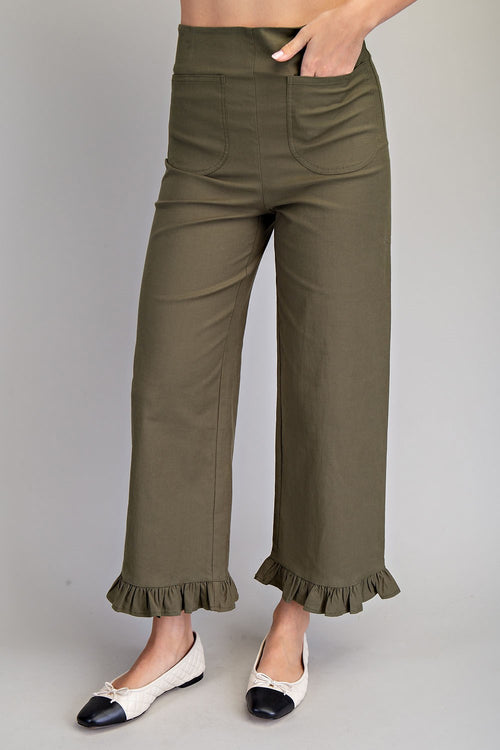 Straight Leg Ruffled Hem Pants