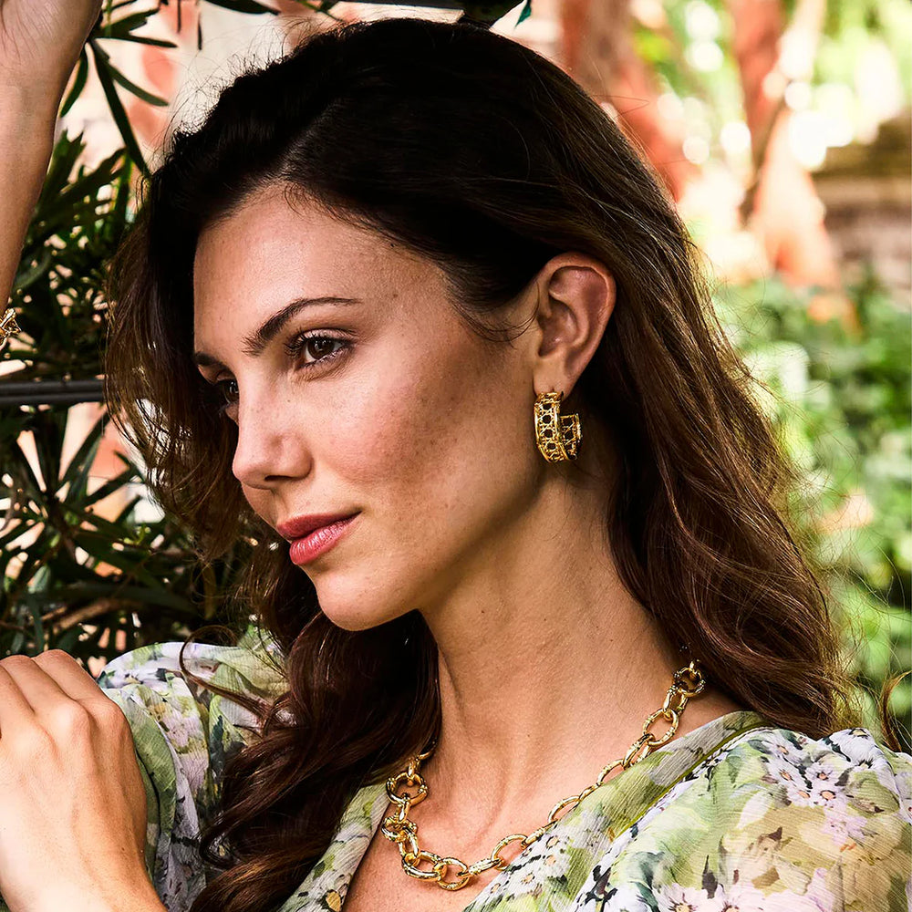 Veranda Caning Medium Hoop Earrings
