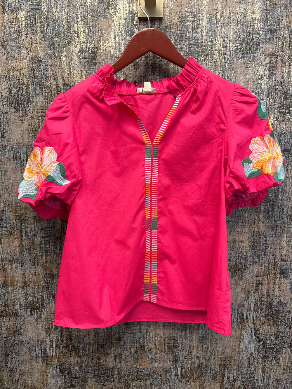 Fuschia Embroidered Top
