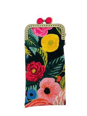 Kiki & Syds Eyeglass Case - Joliet Rose Navy - Pink