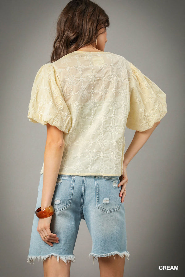 Vintage Eyelet Tie-Front Blouse