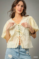 Vintage Eyelet Tie-Front Blouse