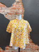 Floral Watercolor Pintuck Blouse