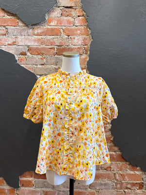 Floral Watercolor Pintuck Blouse