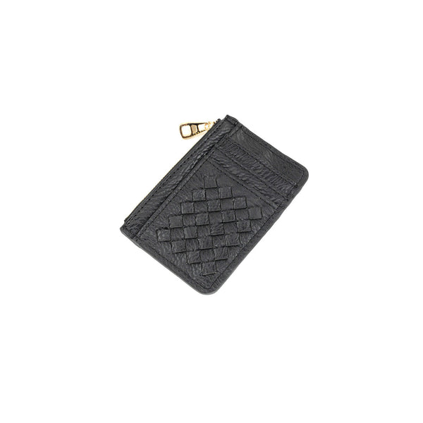Woven Leather Keychain Wallet