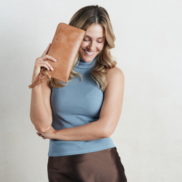 Jett Wristlet In Buffed Leather