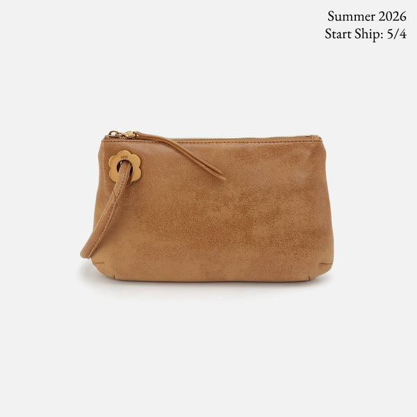 Daisy Daze Large Wristlet In Buffed Leather