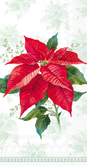 Classic Poinsetta Green Guest Towel