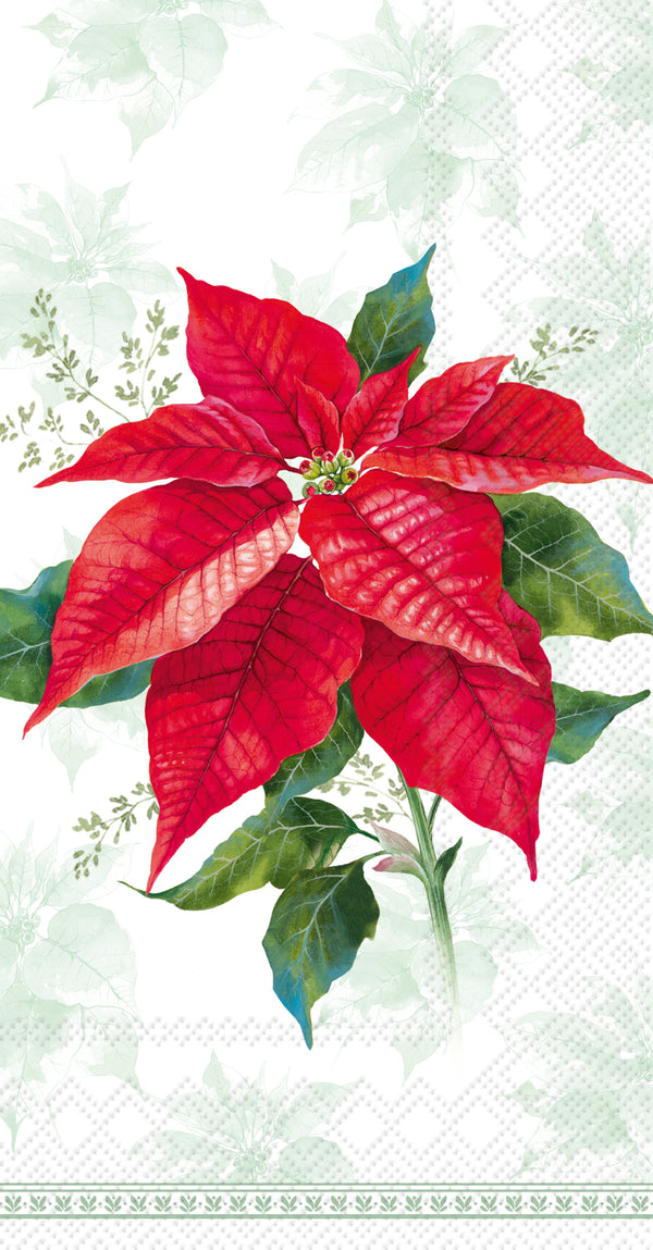 Classic Poinsetta Green Guest Towel