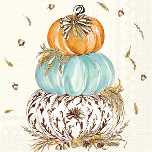 Whimsical Wheat Pumpkins Cocktail Napkin