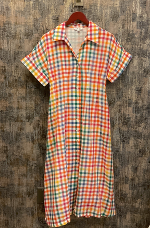 Plaid Button Down Midi Dress