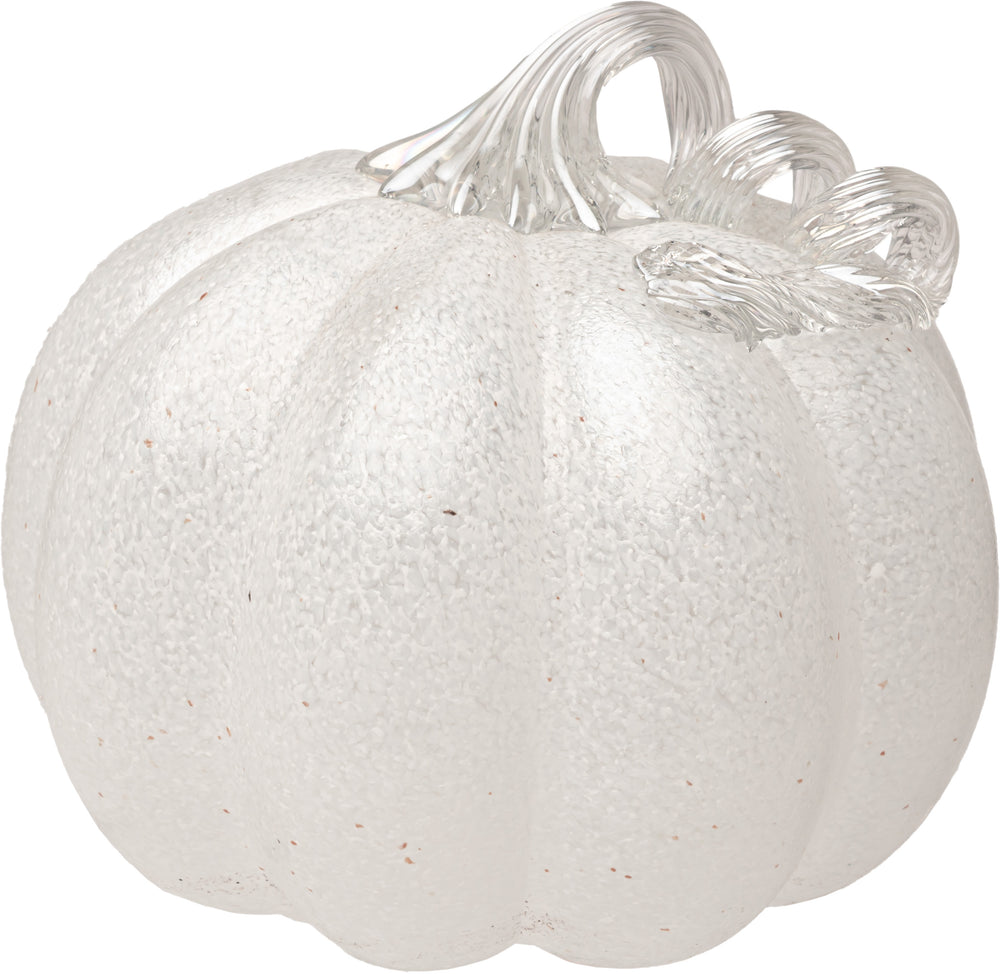 Frosted White Glass Pumpkin large