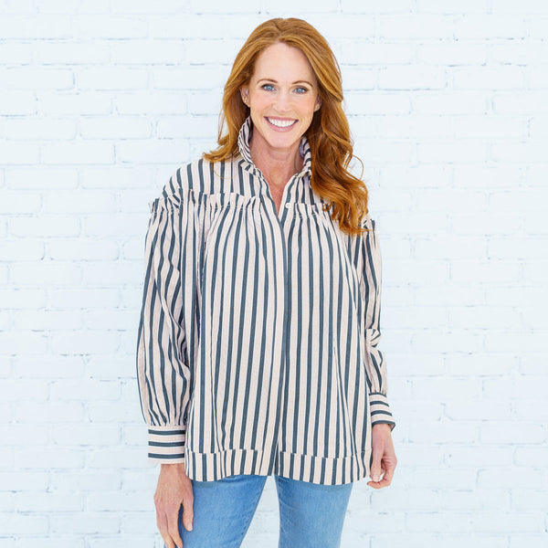 Caryn Lawn Miriam Top Khaki/Brown