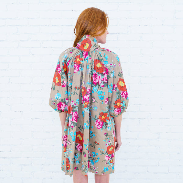 Caryn Lawn Ryan Bow Dress Khaki Floral