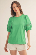 Lace Puff Solid Top
