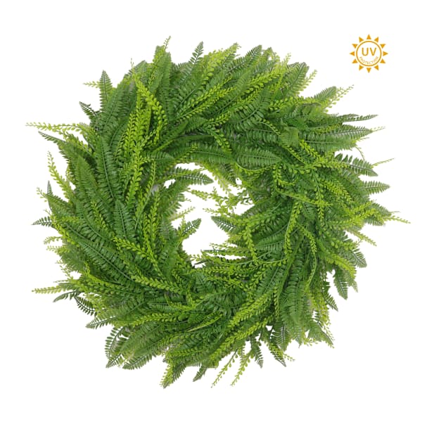 Round Fern & Bead Grass Mixed Wreath