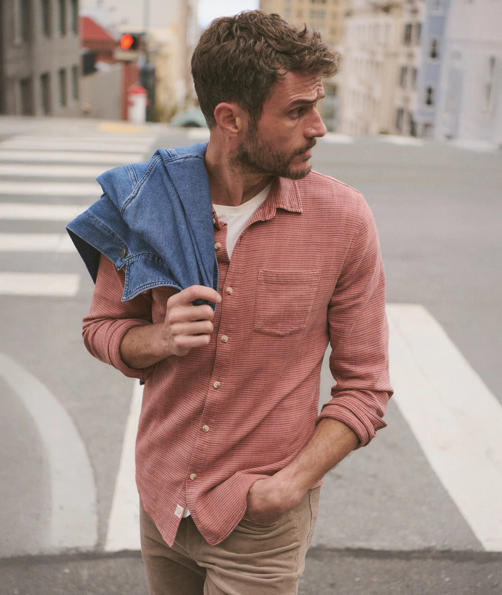 Warm Stripe Classic Stretch Selvage Long Shirt