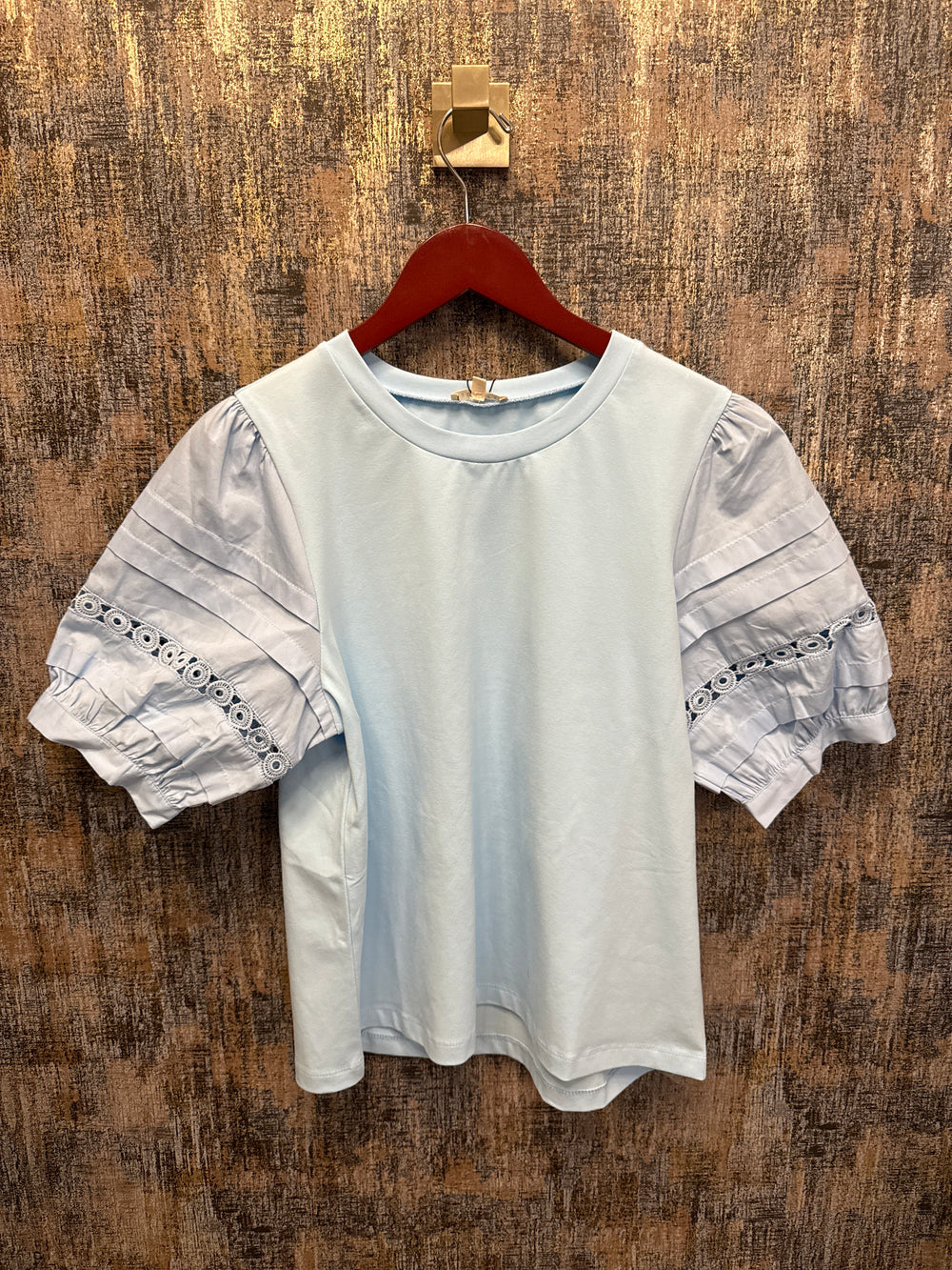 Lace Puff Solid Top