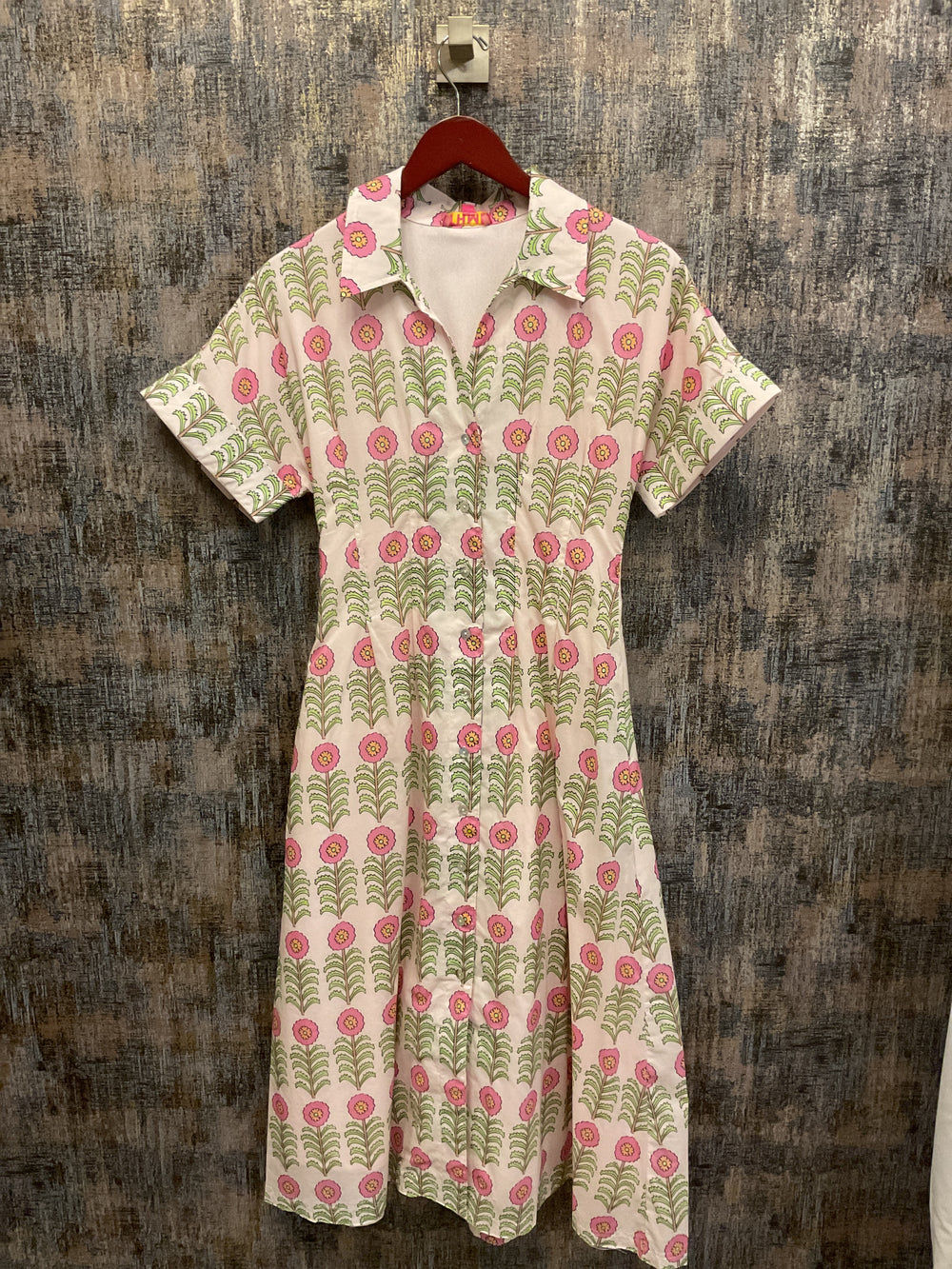 Block Floral Midi Dress