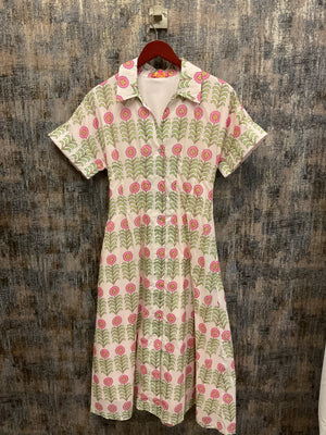Block Floral Midi Dress
