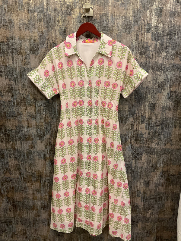 Block Floral Midi Dress