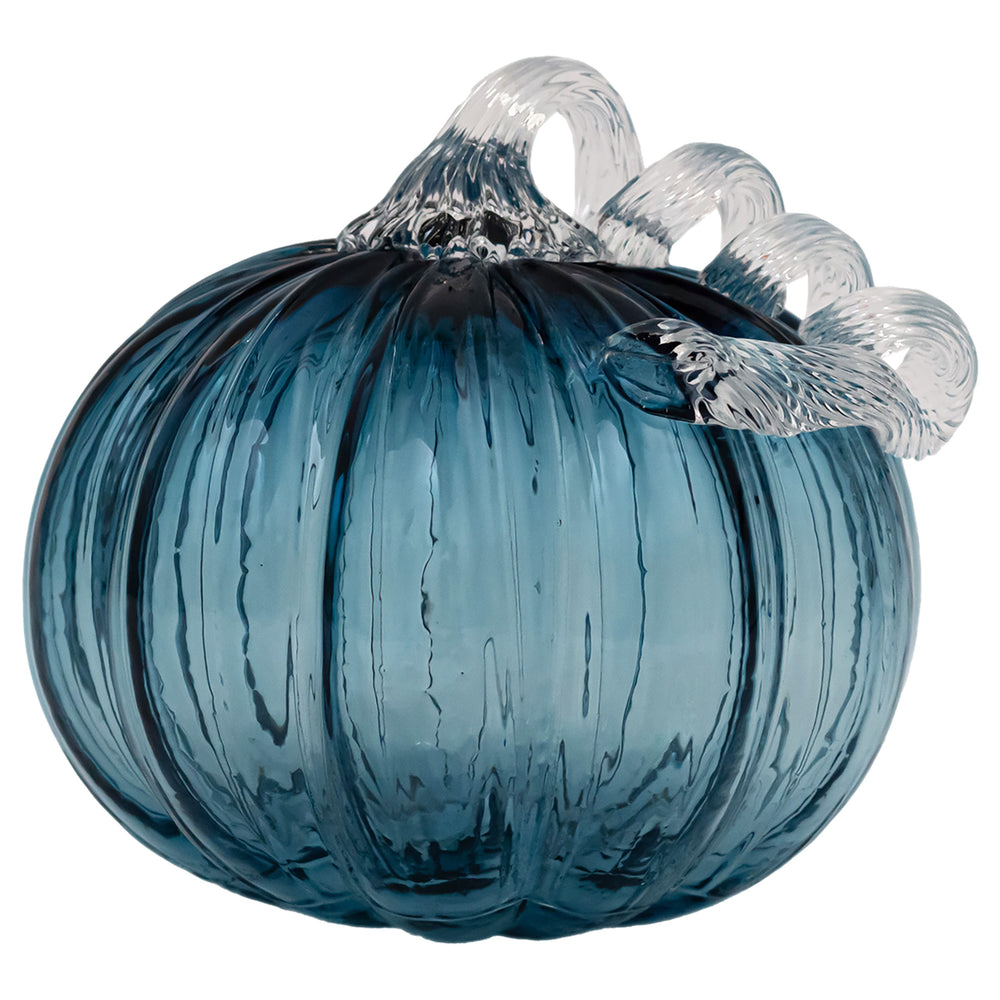 Savory Blue Glass Pumpkin Large