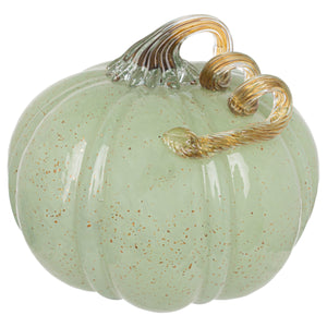 Seafoam & Gold Speckled Glass Pumpkin Large