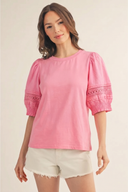 Lace Puff Solid Top