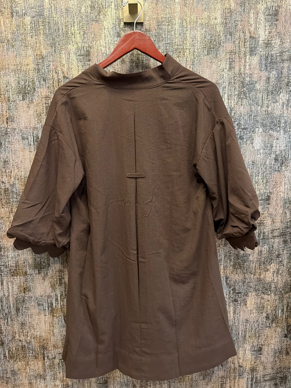 Brown Scalloped Mini Dress