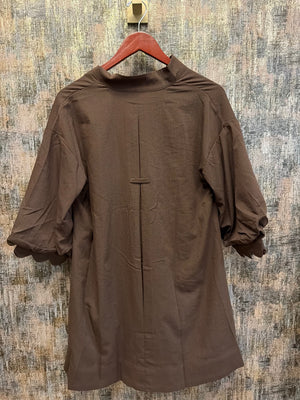 Brown Scalloped Mini Dress