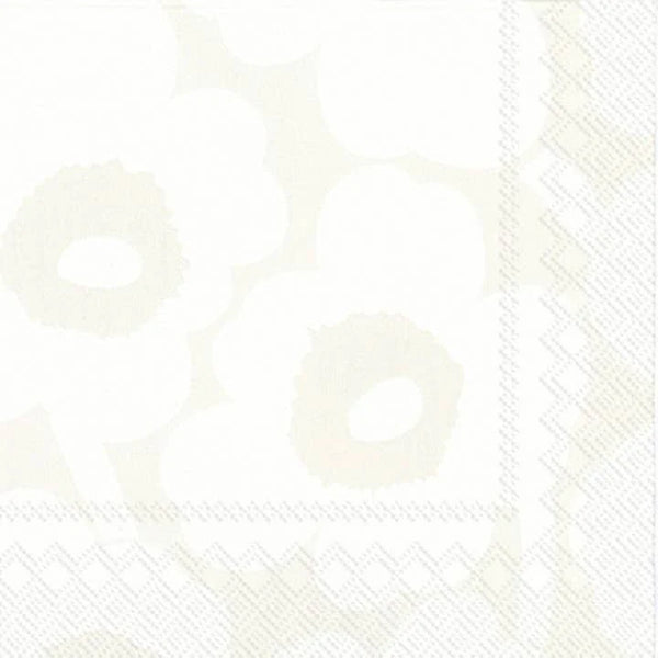 Unikko Cocktail Napkin White Grey