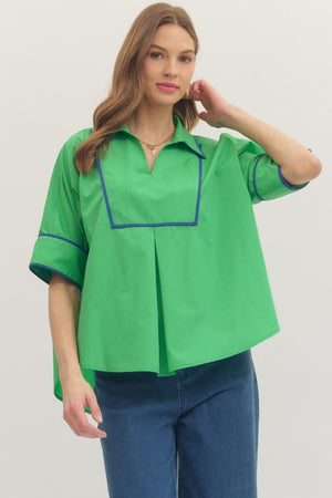 Solid Sailor Collar Top