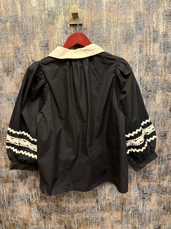 Ric Rac Puff Sleeve Top