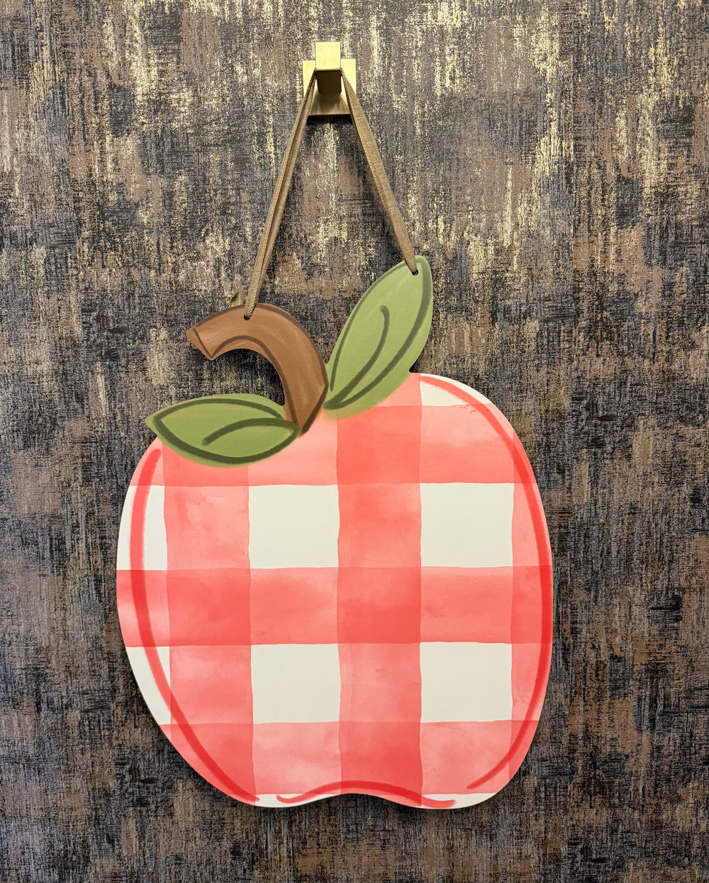 Gingham Apple Door Hanger