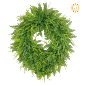 Oval Fern & Bead Grass Mixed Wreath