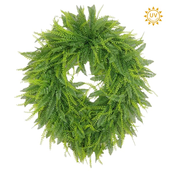 Oval Fern & Bead Grass Mixed Wreath