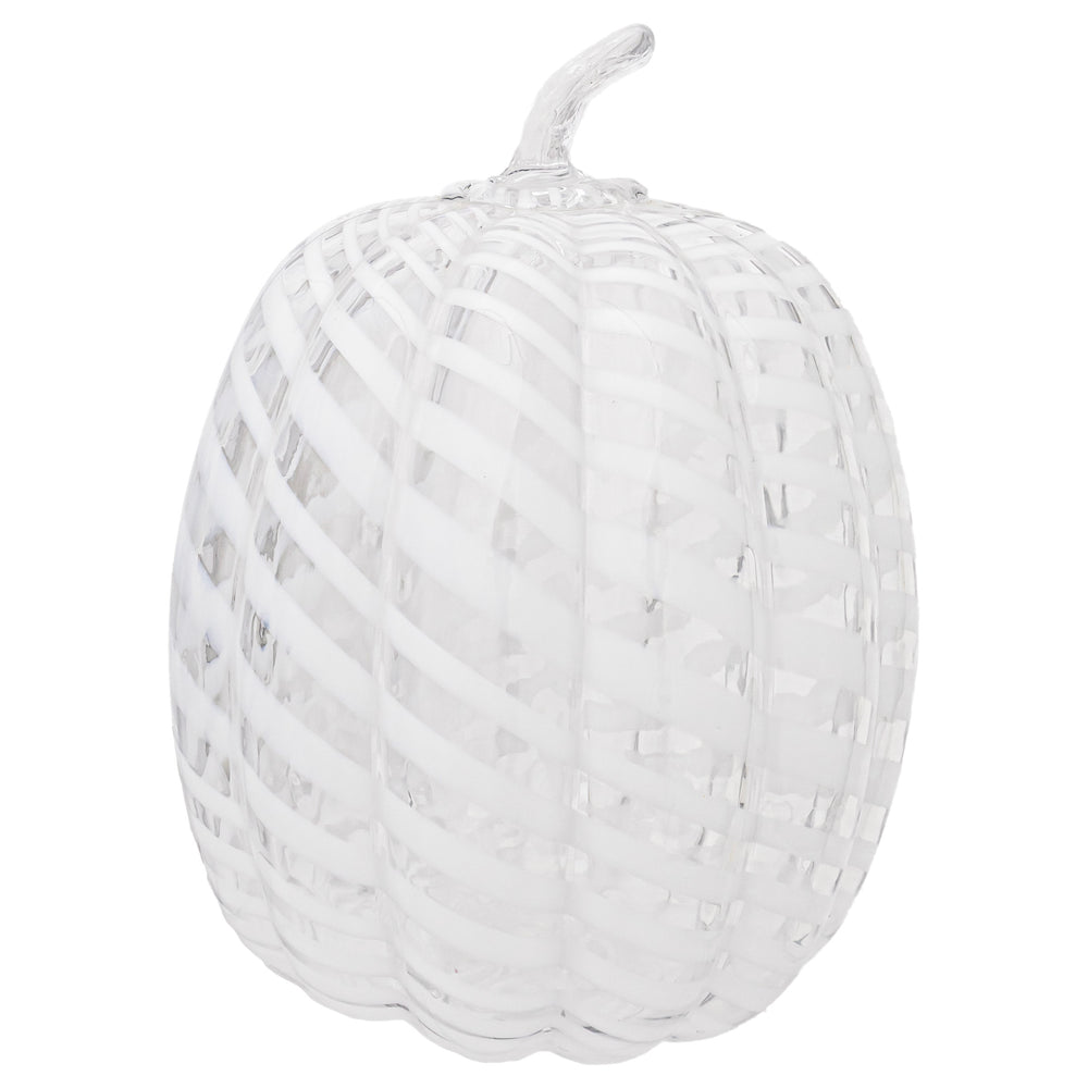 White Swirl Glass Pumpkin Large