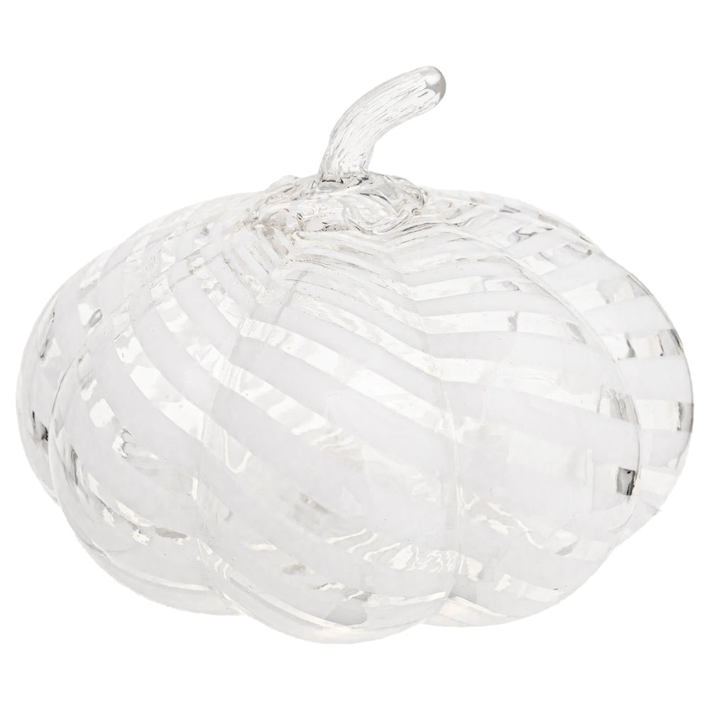 White Swirl Glass Pumpkin Small