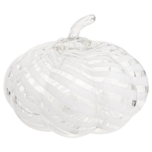 White Swirl Glass Pumpkin Small